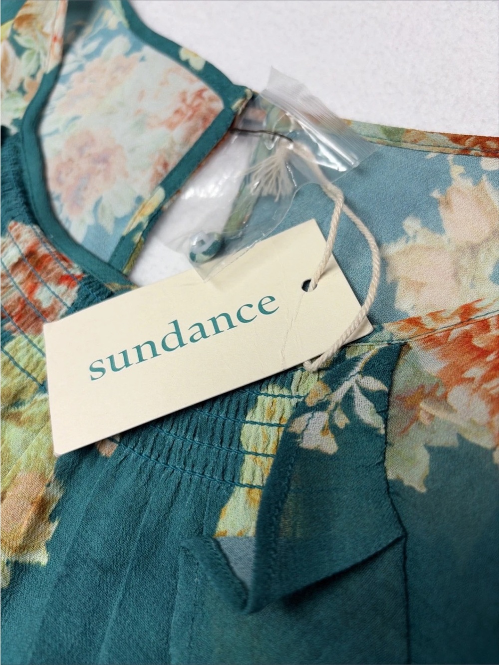 Sundance NWT Teal Floral ruffled flowy midi Dress size small - Picture 8 of 12